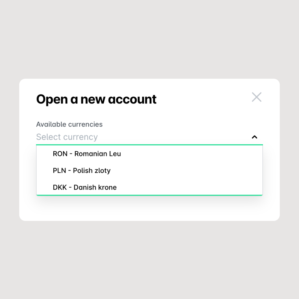 illustration des nouvelles devises disponibles pour les cartes d'entreprise Payhawk, le DKK et le PLN